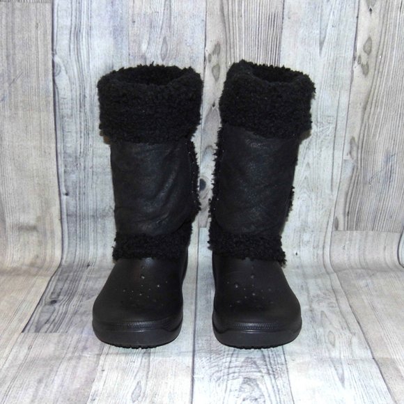 CROCS Nadia Black Boots Womens Size 9 - Picture 4 of 7